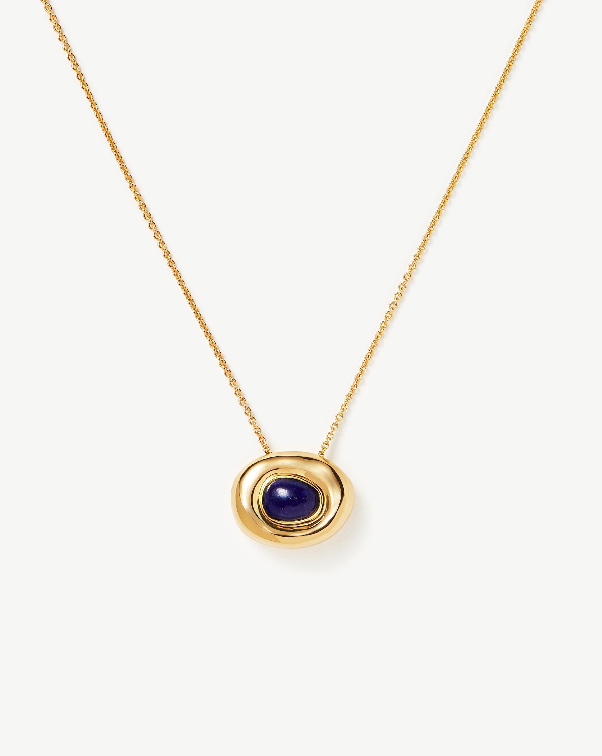 Molten Gemstone Doughnut Pendant Necklace | 18ct Gold Plated Vermeil/Lapis Necklaces Missoma 