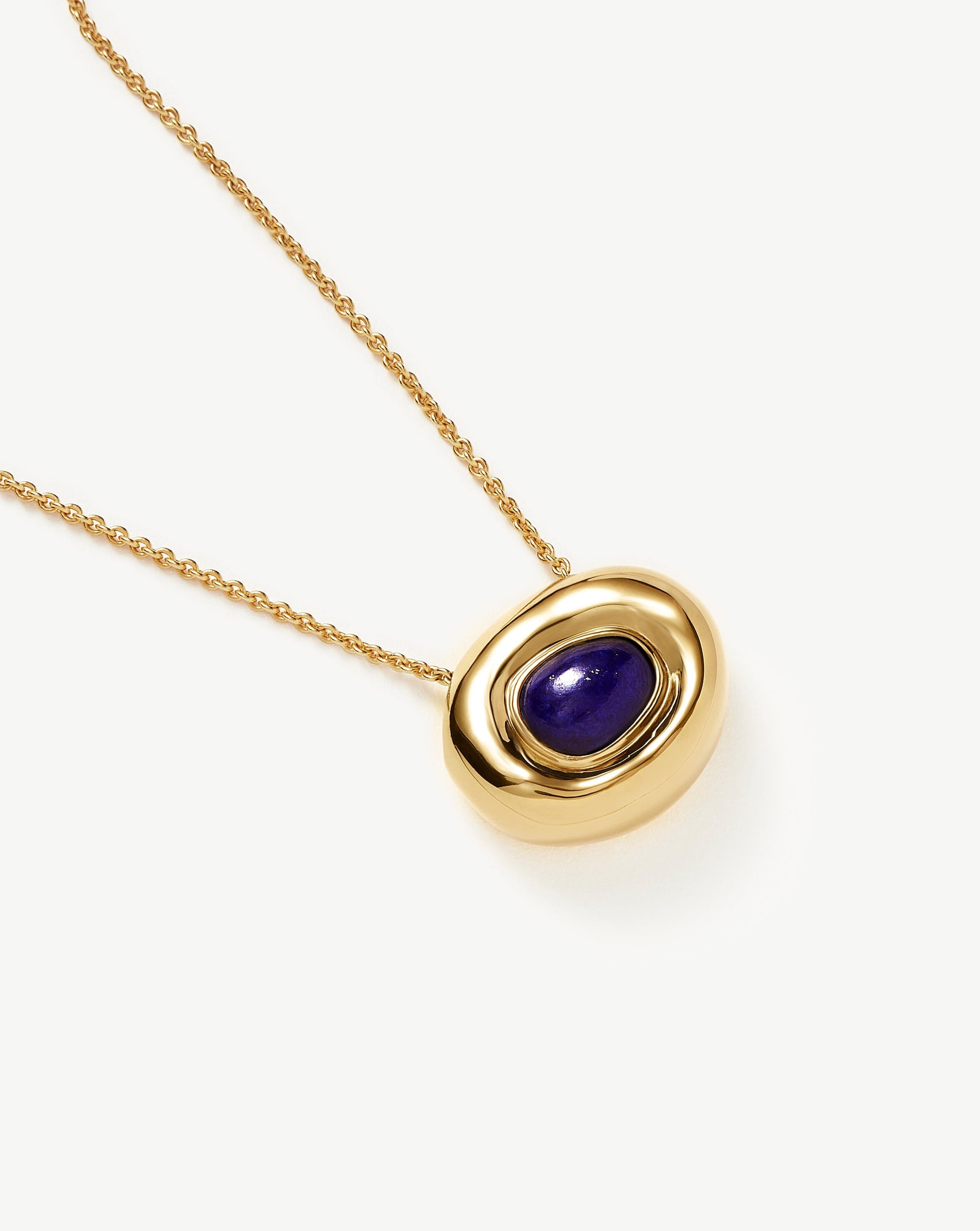 Molten Gemstone Doughnut Pendant Necklace | 18ct Gold Plated Vermeil/Lapis Necklaces Missoma 