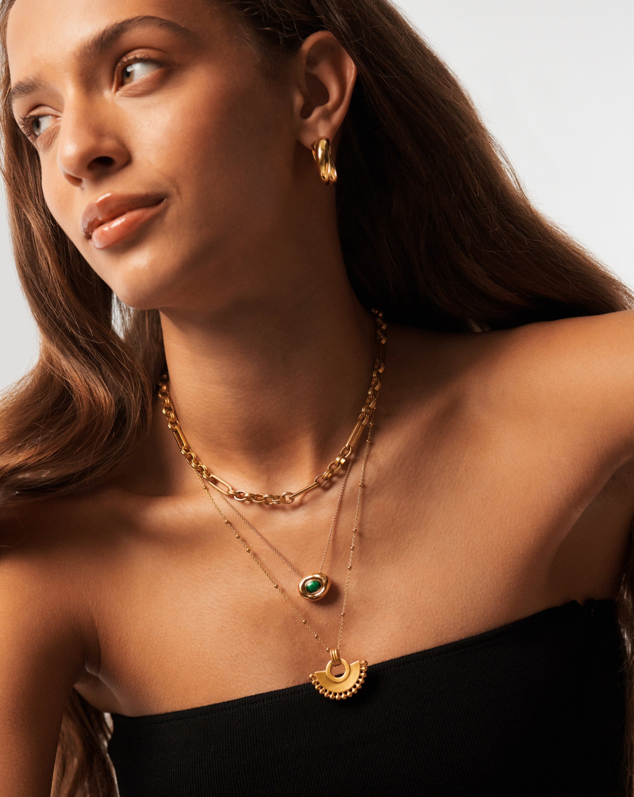 Molten Gemstone Doughnut Pendant Necklace | 18ct Gold Plated Vermeil/Malachite Necklaces Missoma 