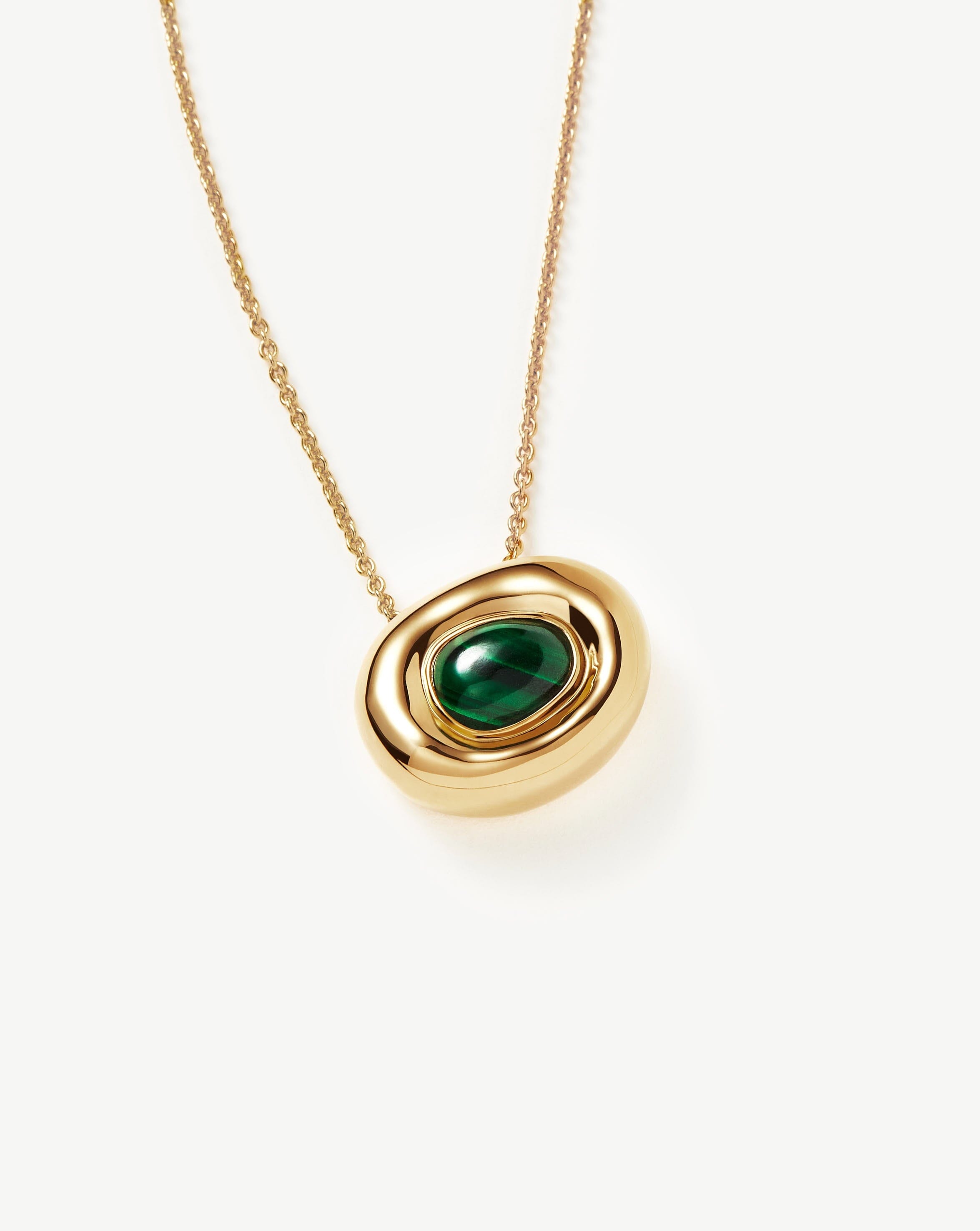 Molten Gemstone Doughnut Pendant Necklace | 18ct Gold Plated Vermeil/Malachite Necklaces Missoma 