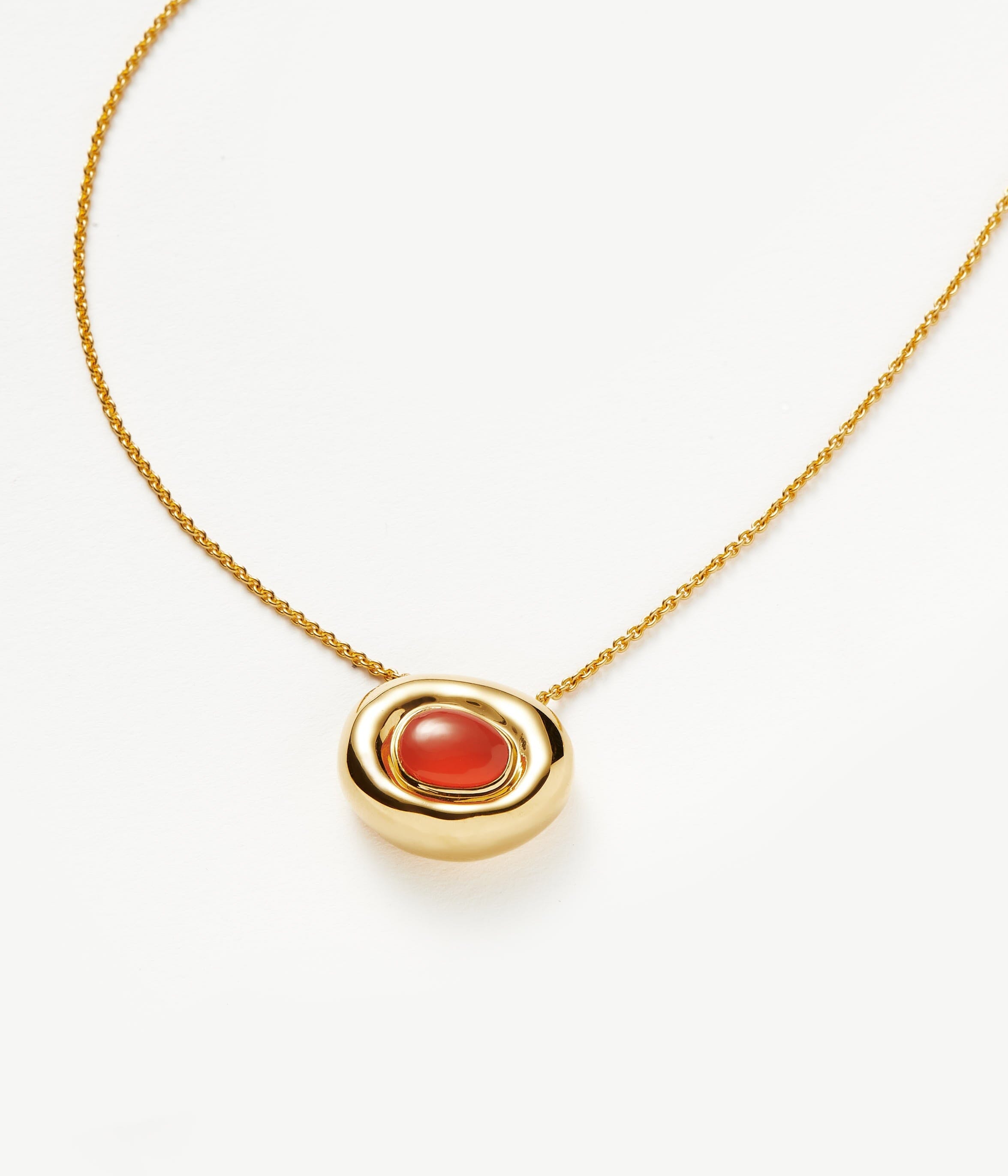 Molten Gemstone Doughnut Pendant Necklace | 18ct Gold Plated Vermeil/Orange Chalcedony Necklaces Missoma 