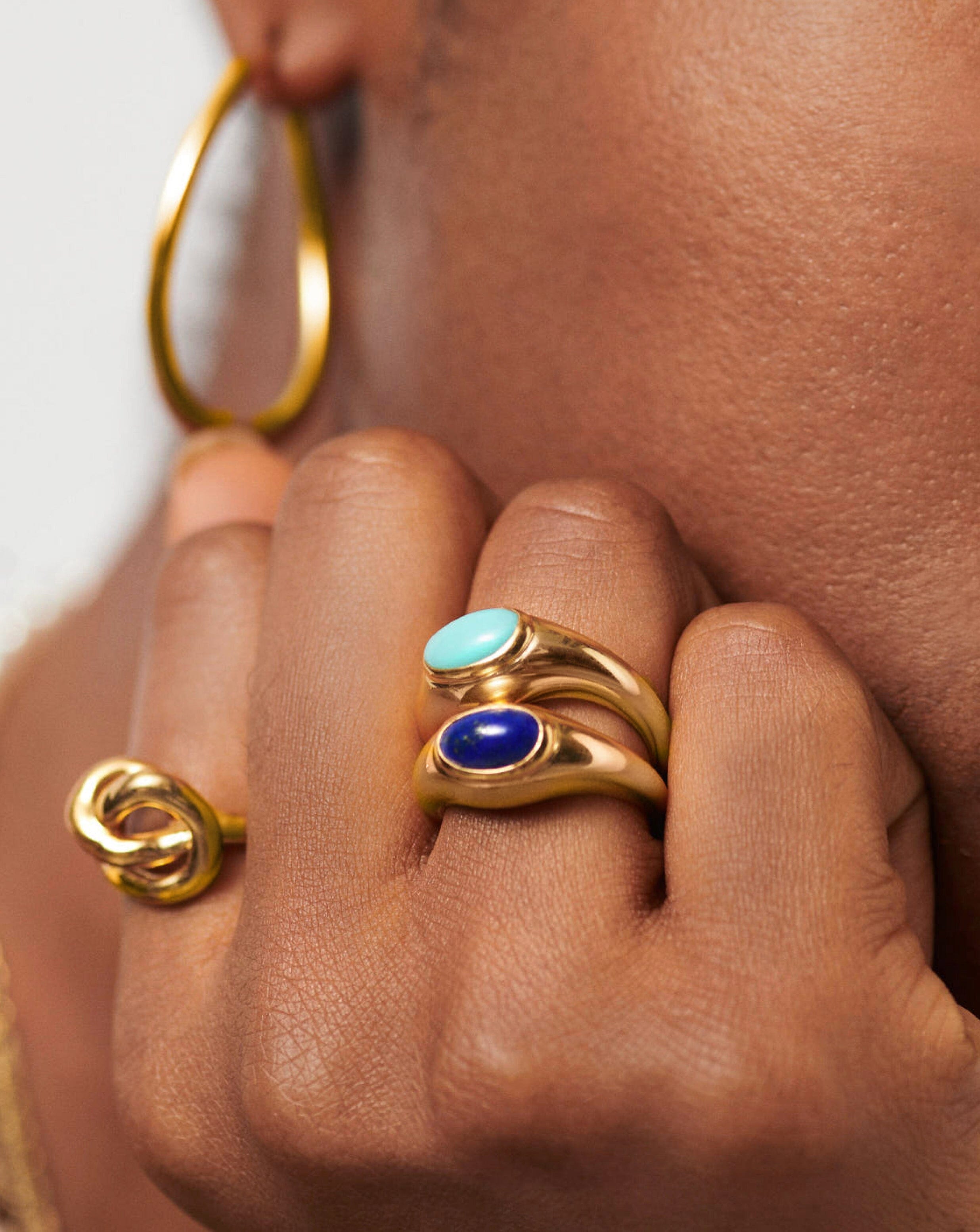 Molten Gemstone Ring | 18ct Gold Plated Vermeil/Lapis Rings Missoma 