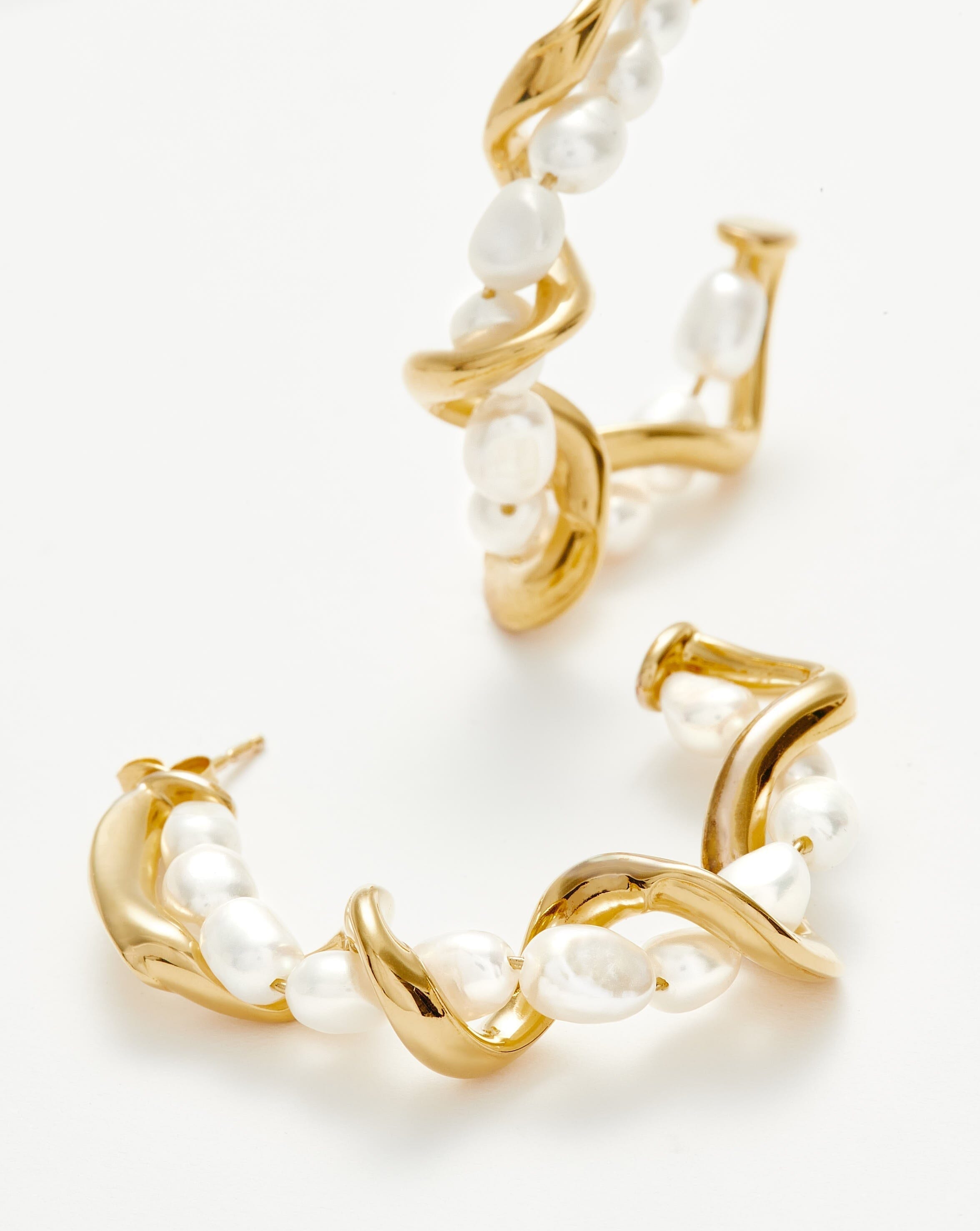 Molten Pearl Twisted Double Hoop Earrings Earrings Missoma 