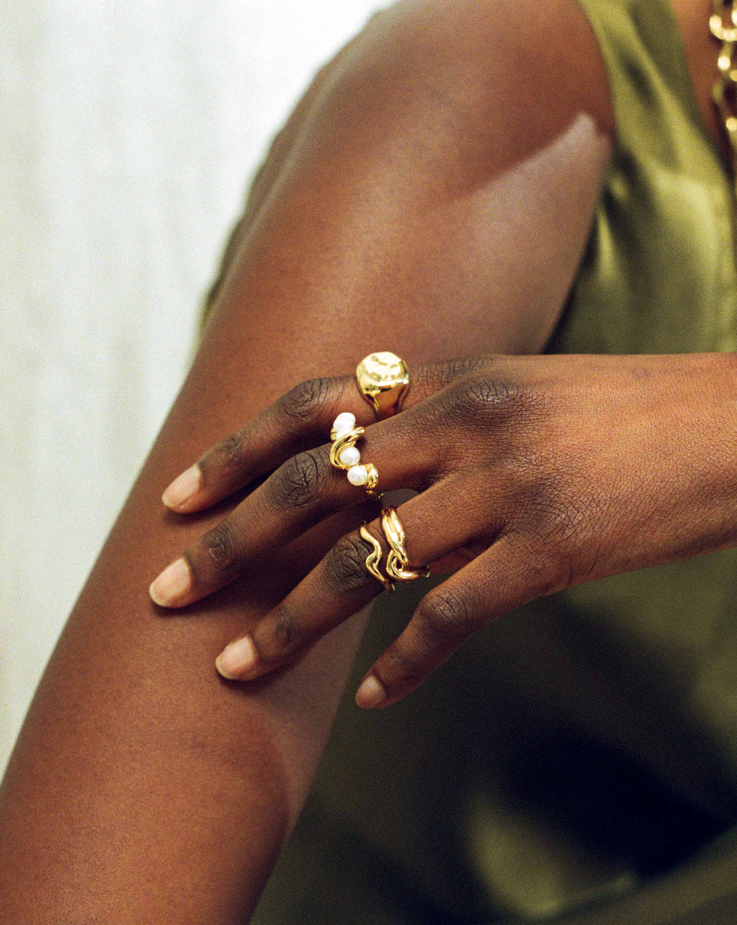 Molten Wave Stacking Ring | 18ct Gold Plated Vermeil Rings Missoma 