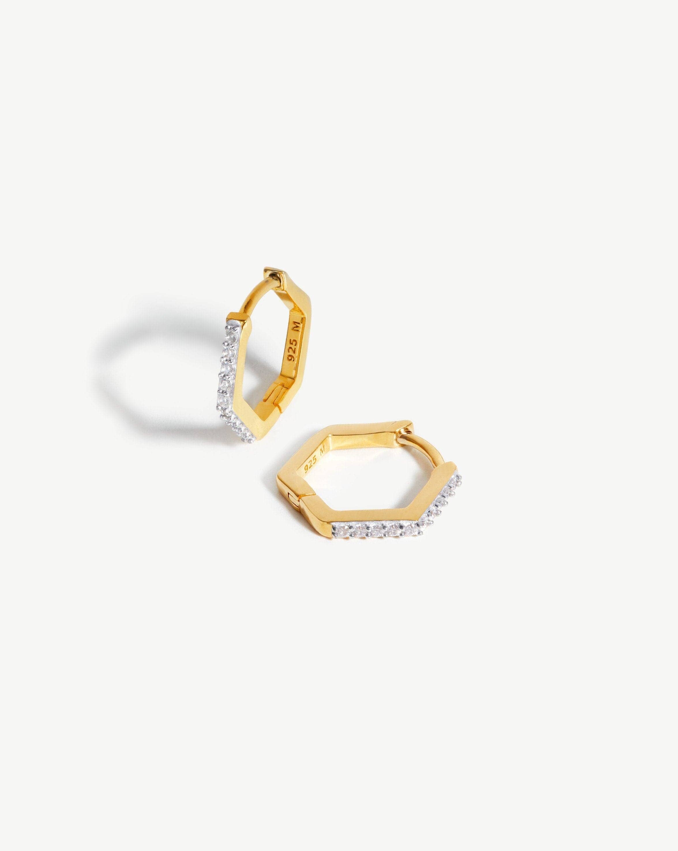 Pave Hex Huggies Earrings Missoma 