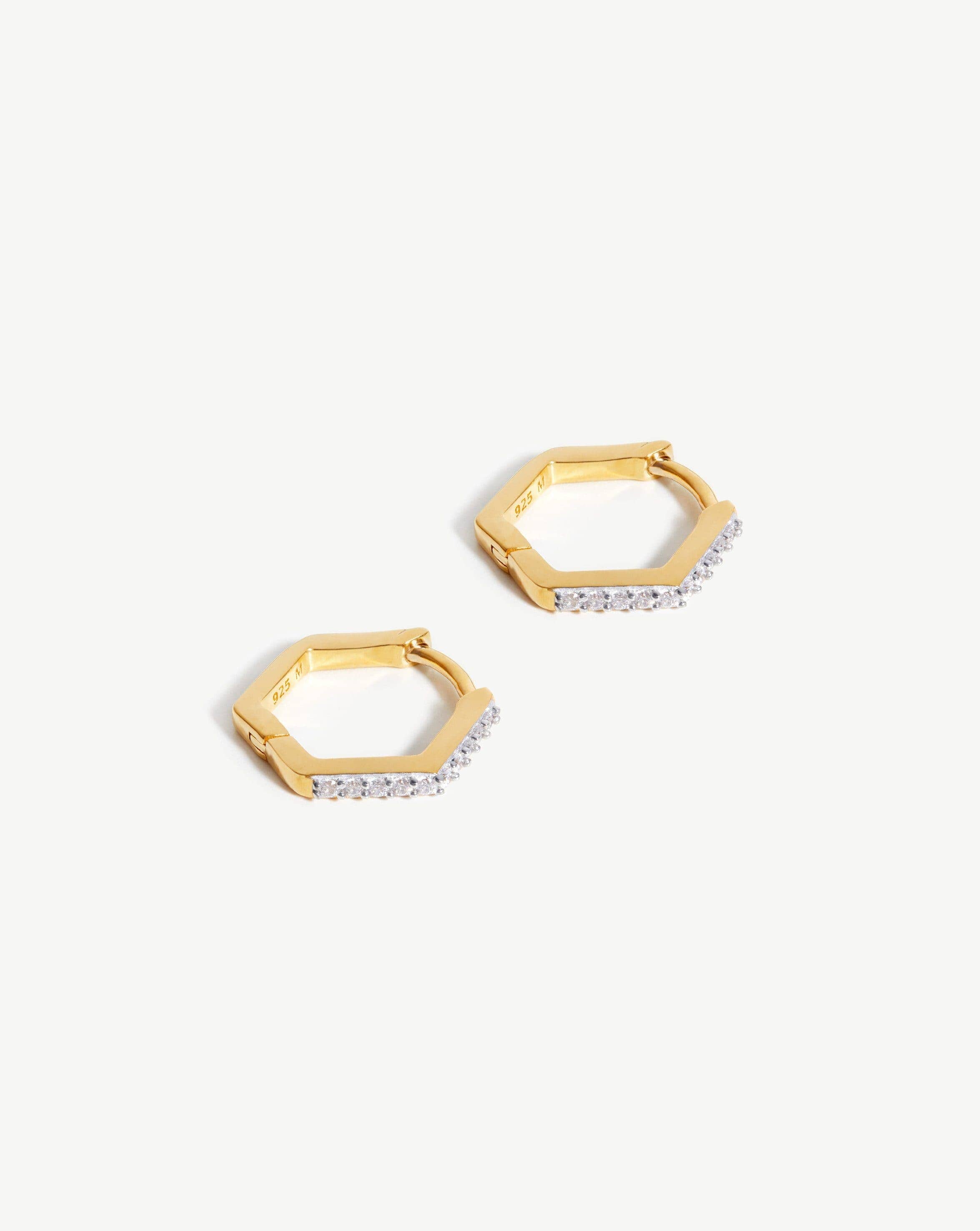 Pave Hex Huggies Earrings Missoma 