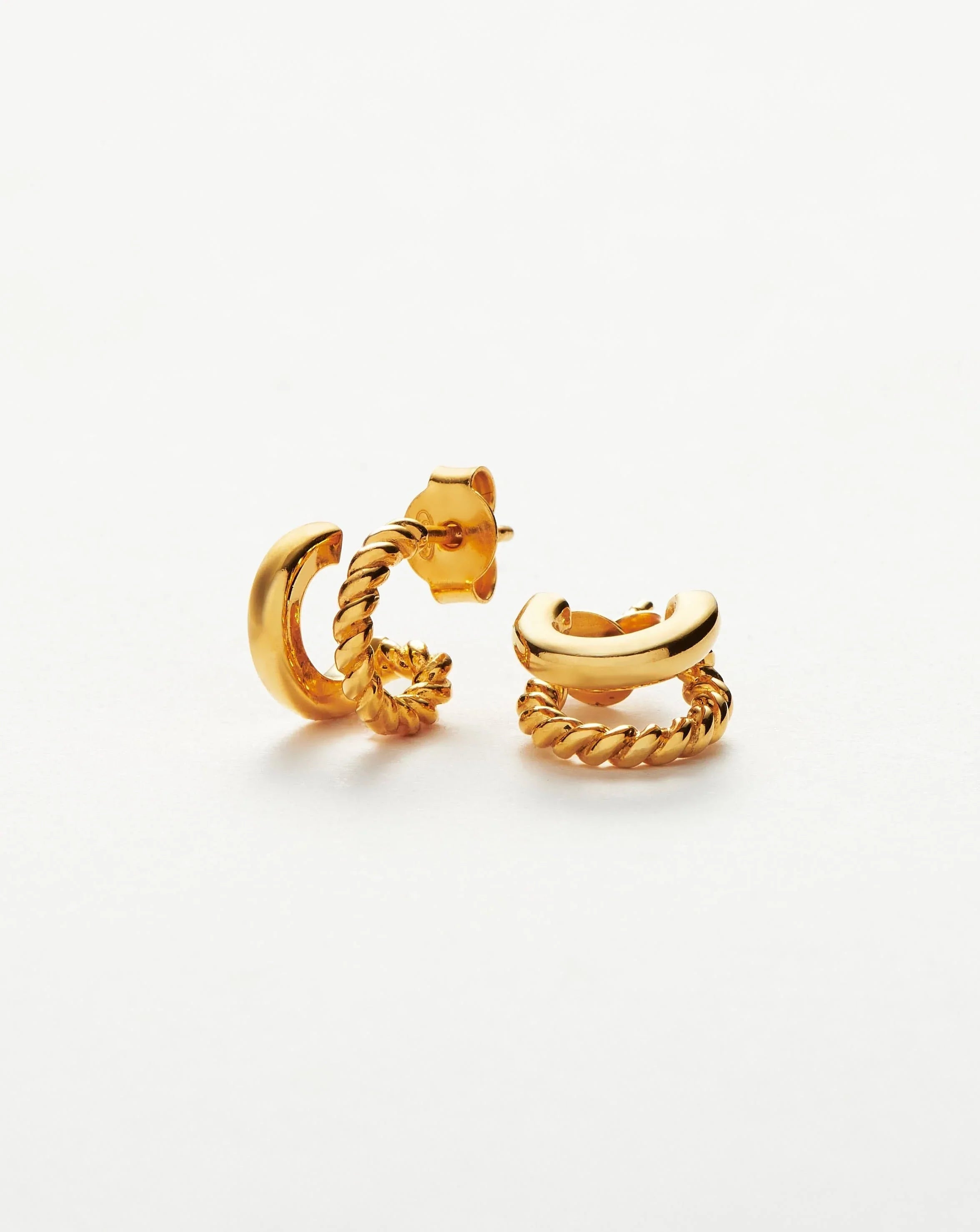 Radial Double Huggies | 18ct Gold Plated Vermeil Earrings Missoma 