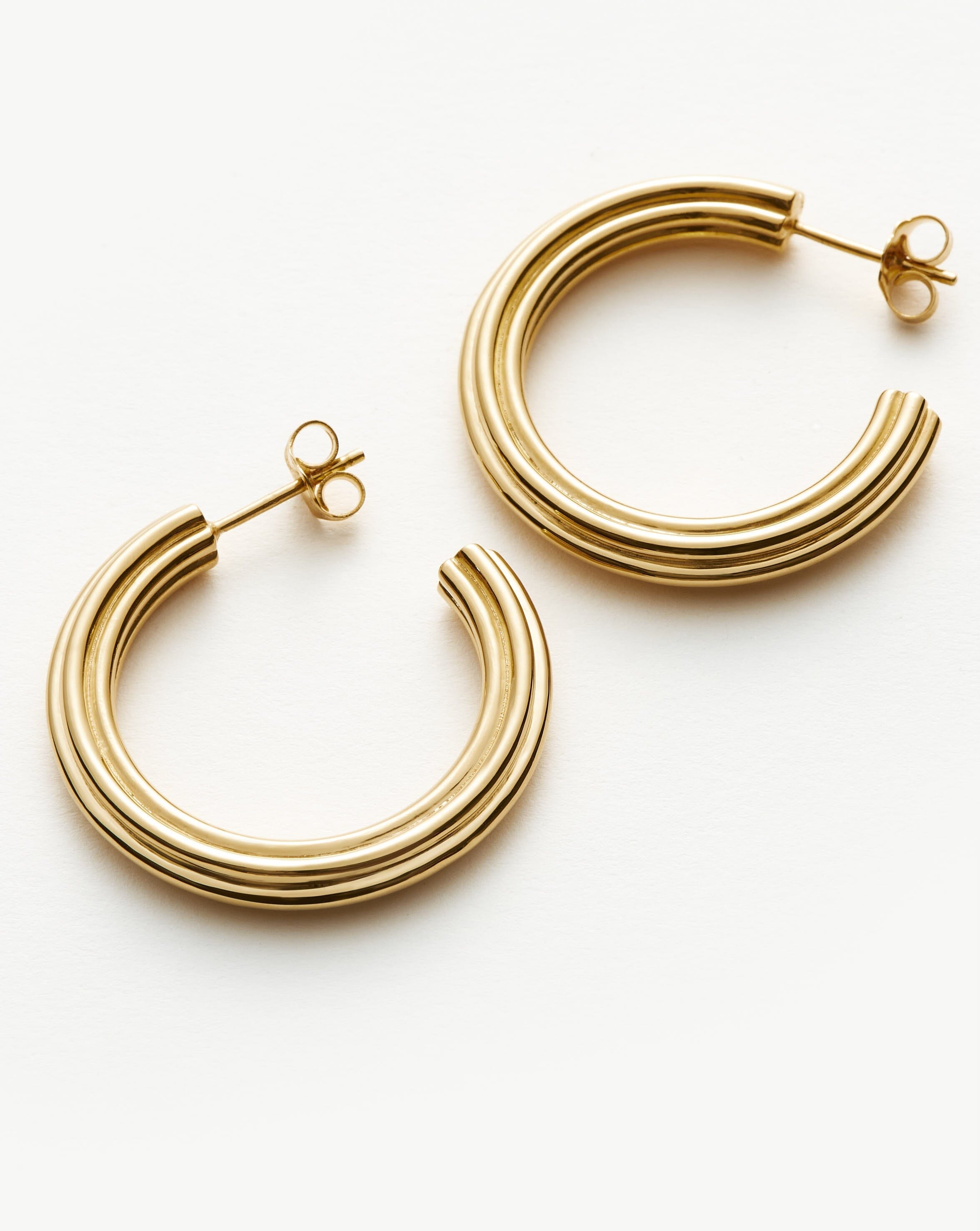 Ridge Large Hoop Earrings | 18ct Gold Plated Earrings Missoma 