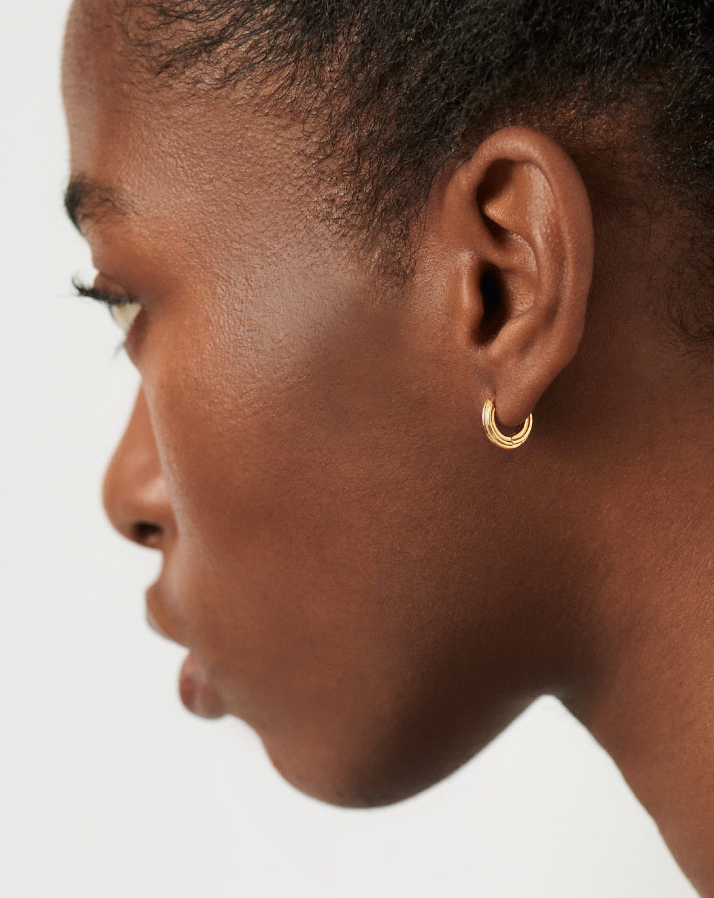 Ridge Mini Hoop Earrings | 18ct Gold Plated Earrings Missoma 