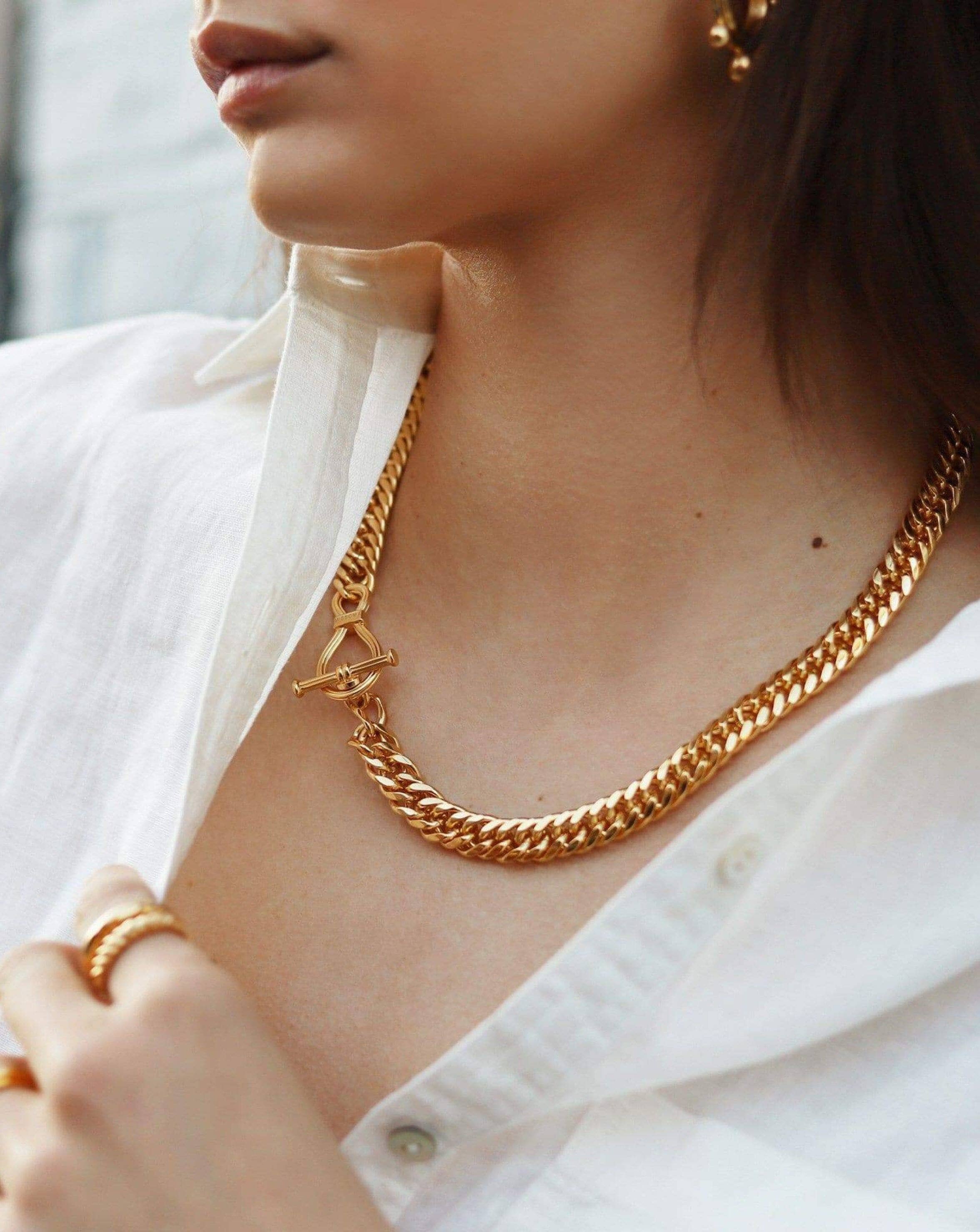 Ridge T-Bar Chain Necklace | 18ct Gold Plated Necklaces Missoma 