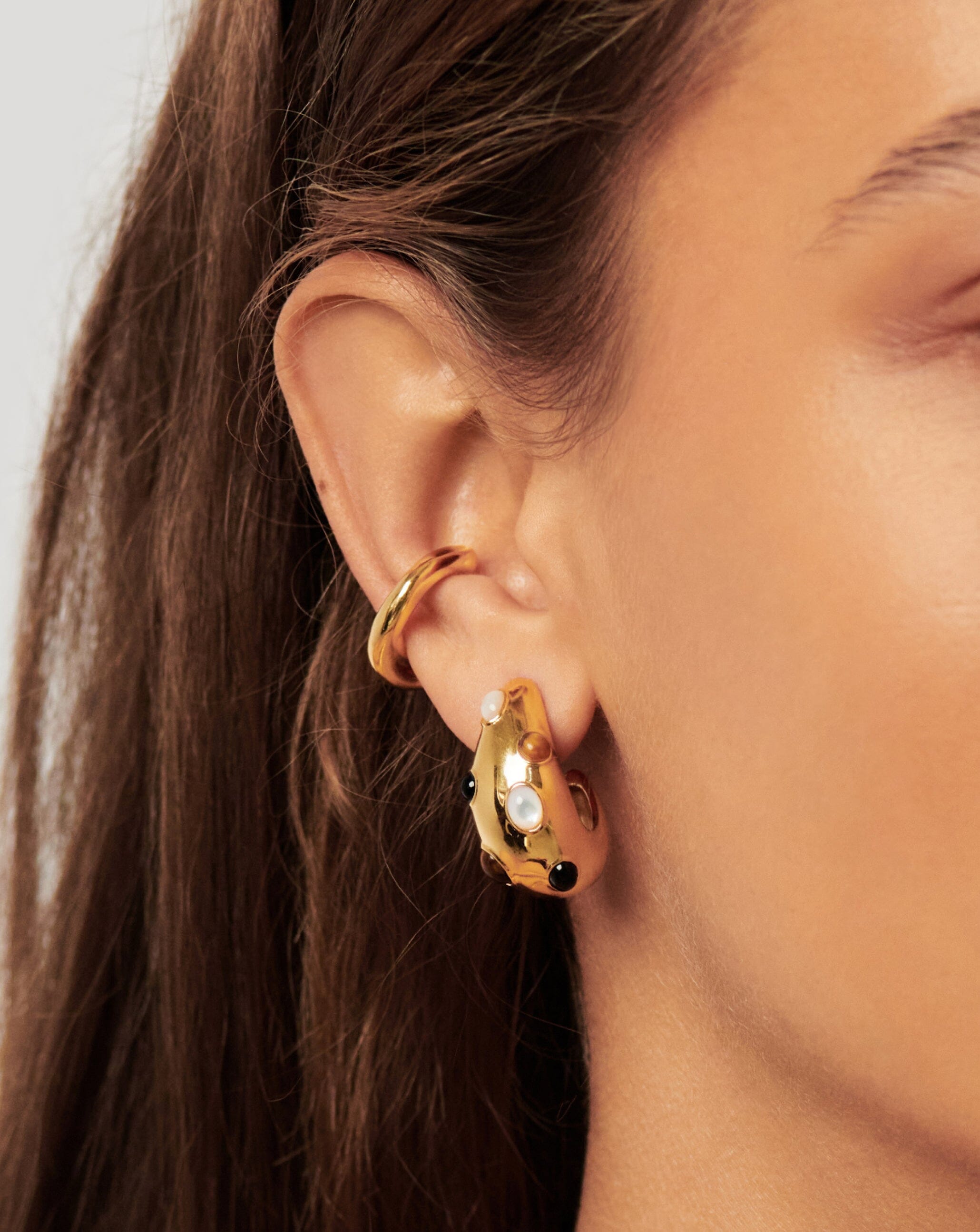 Savi Dome Medium Gemstone Hoop Earrings | 18ct Gold Plated/Multi Earrings Missoma 