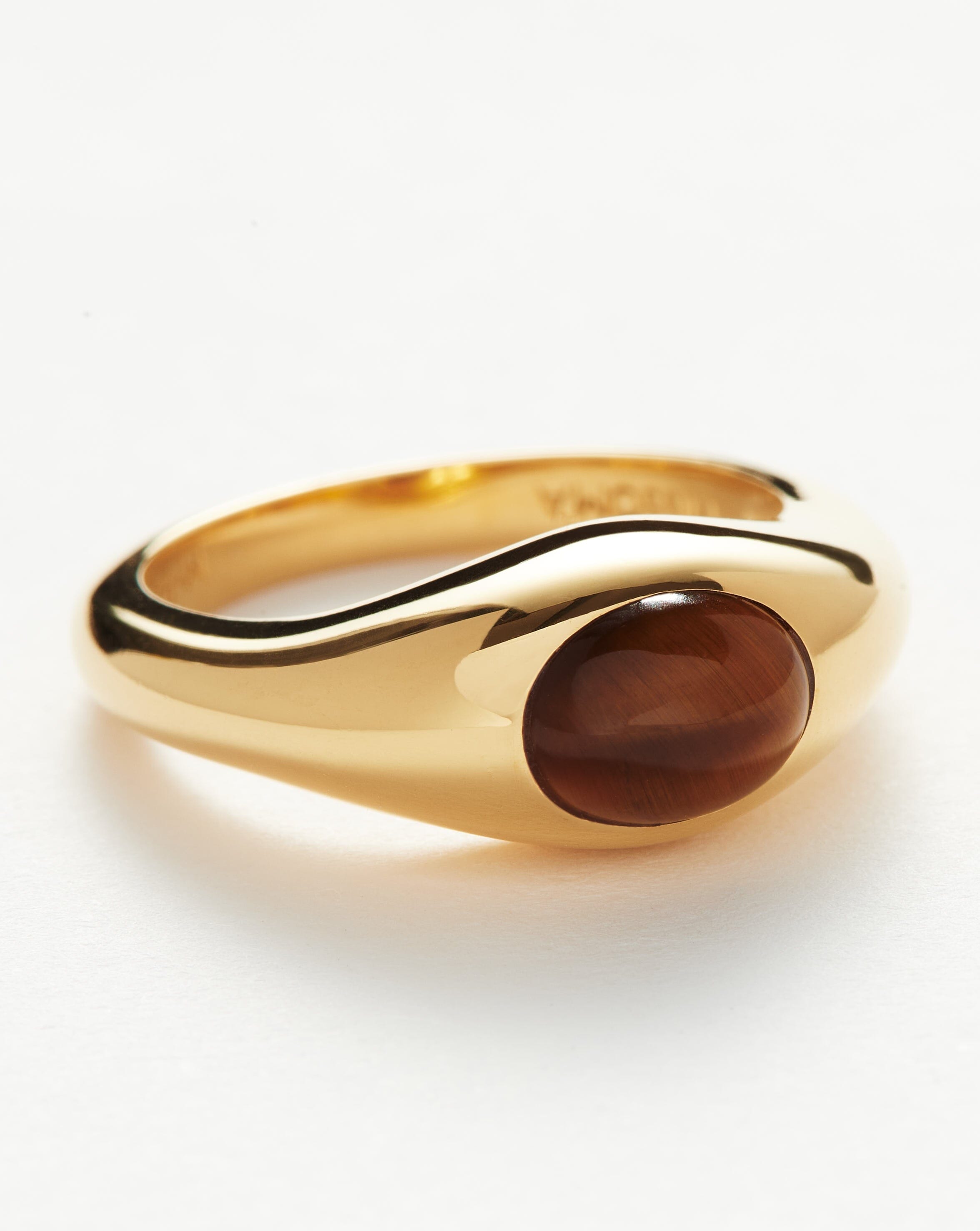 Savi Sculptural Gemstone Stacking Ring | 18ct Gold Plated Vermeil/Tiger's Eye Rings Missoma 