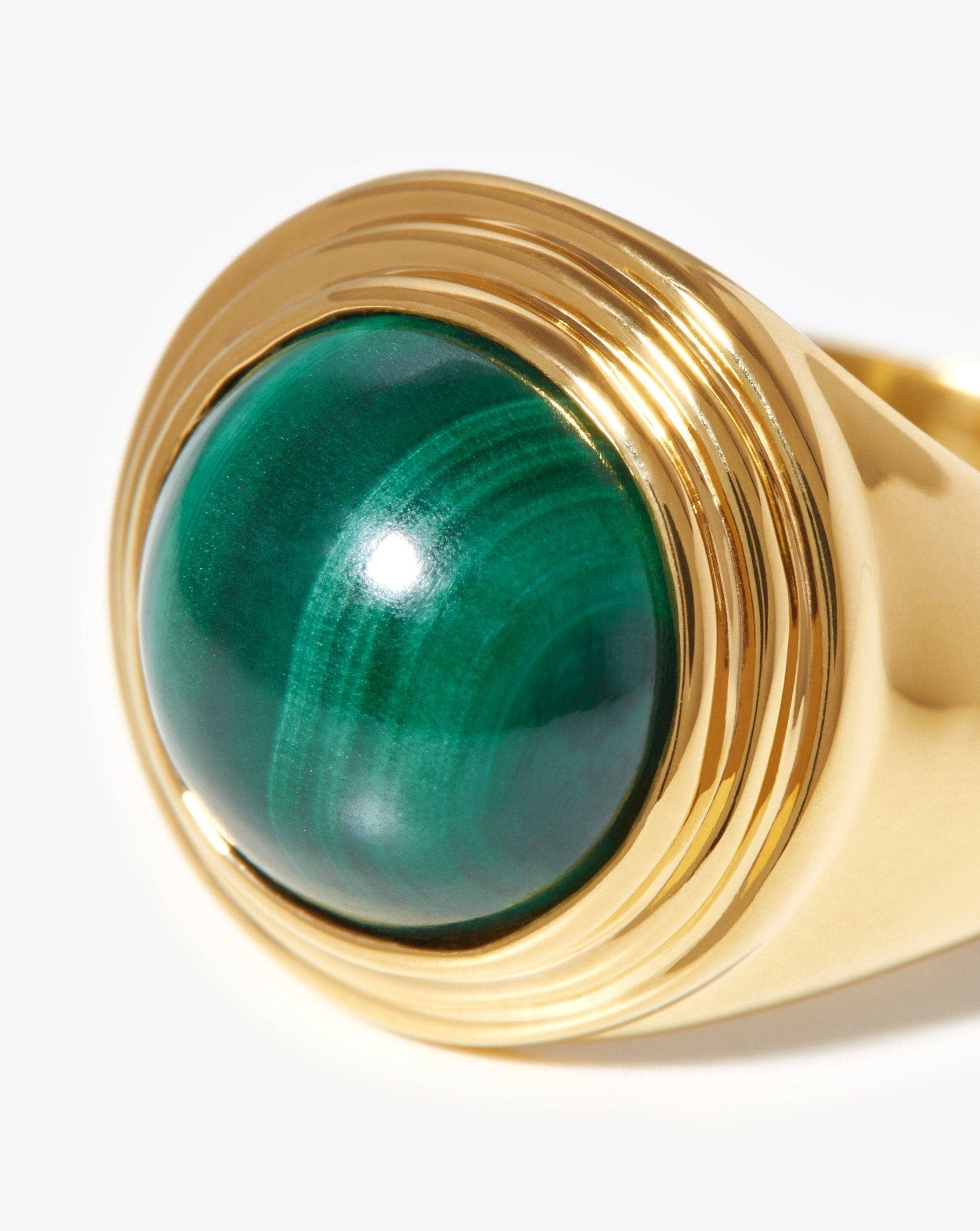 Sphere Ridge Ring | 18ct Gold Plated/Malachite Rings Missoma 