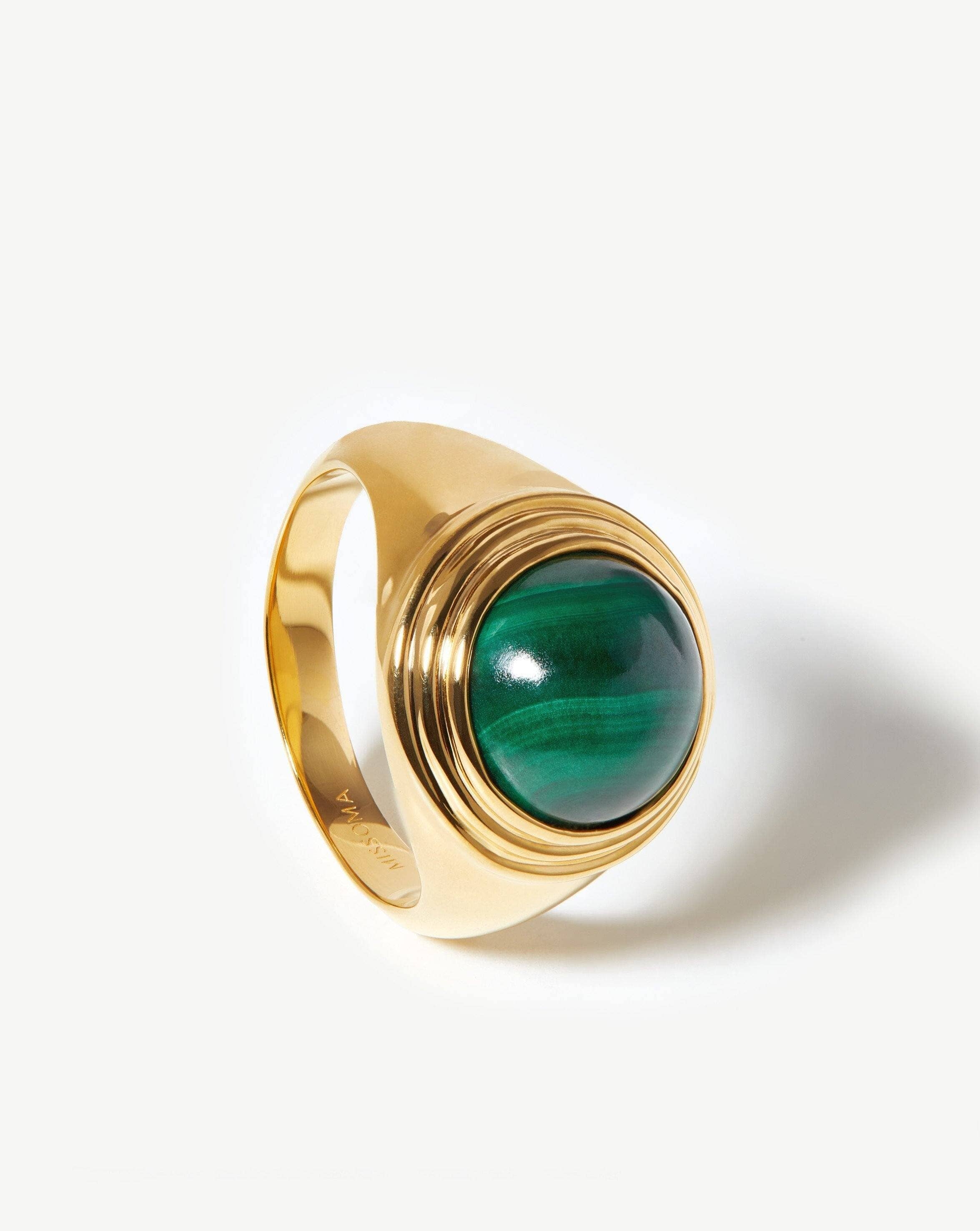 Sphere Ridge Ring | 18ct Gold Plated/Malachite Rings Missoma 