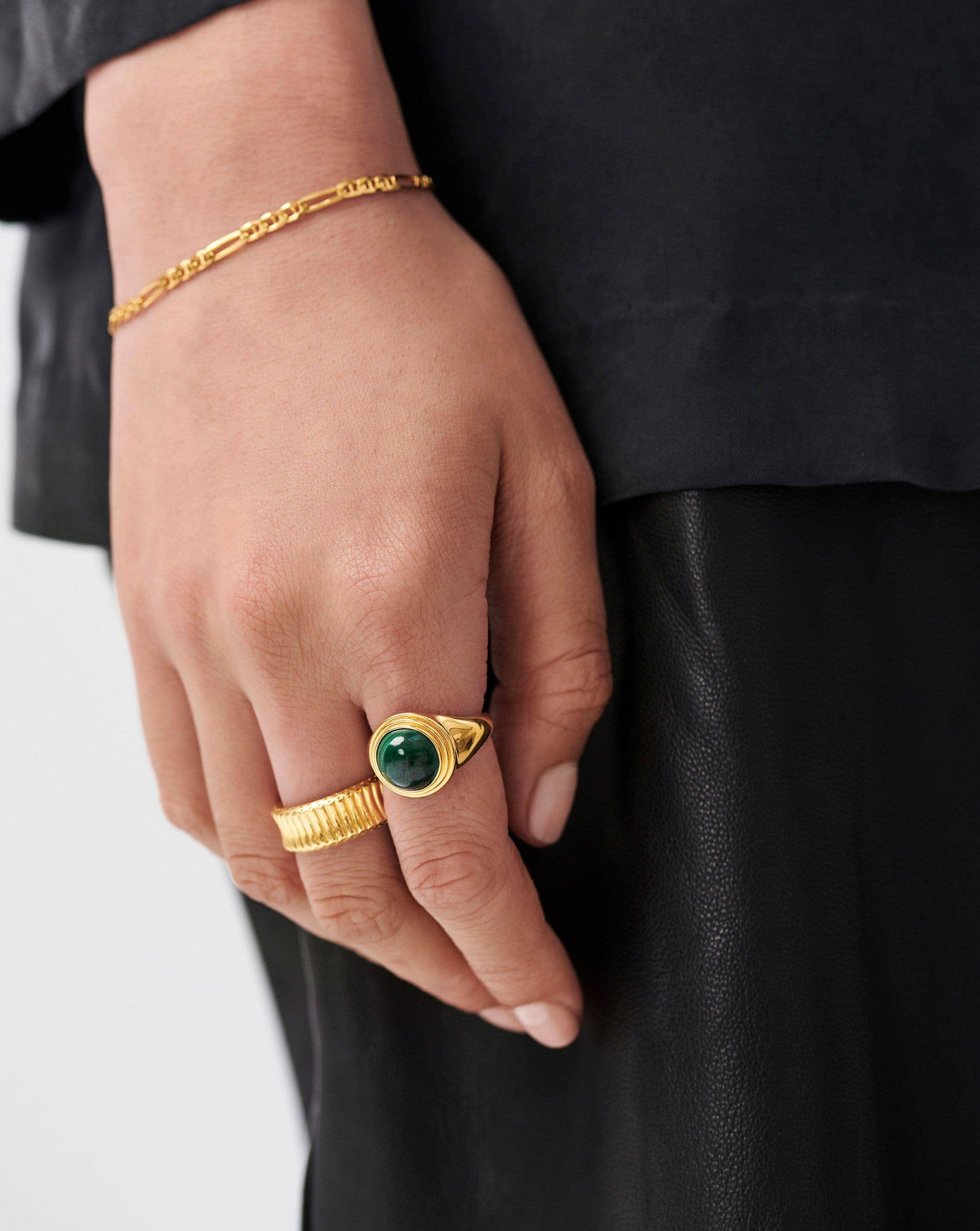 Sphere Ridge Ring | 18ct Gold Plated/Malachite Rings Missoma 