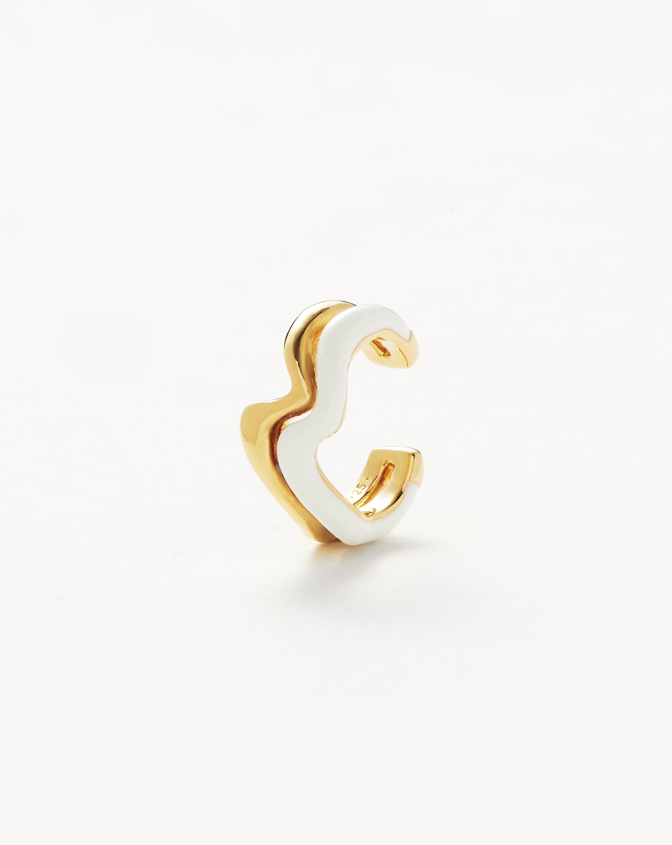 Squiggle Curve Two Tone Enamel Ear Cuff Earrings Missoma 