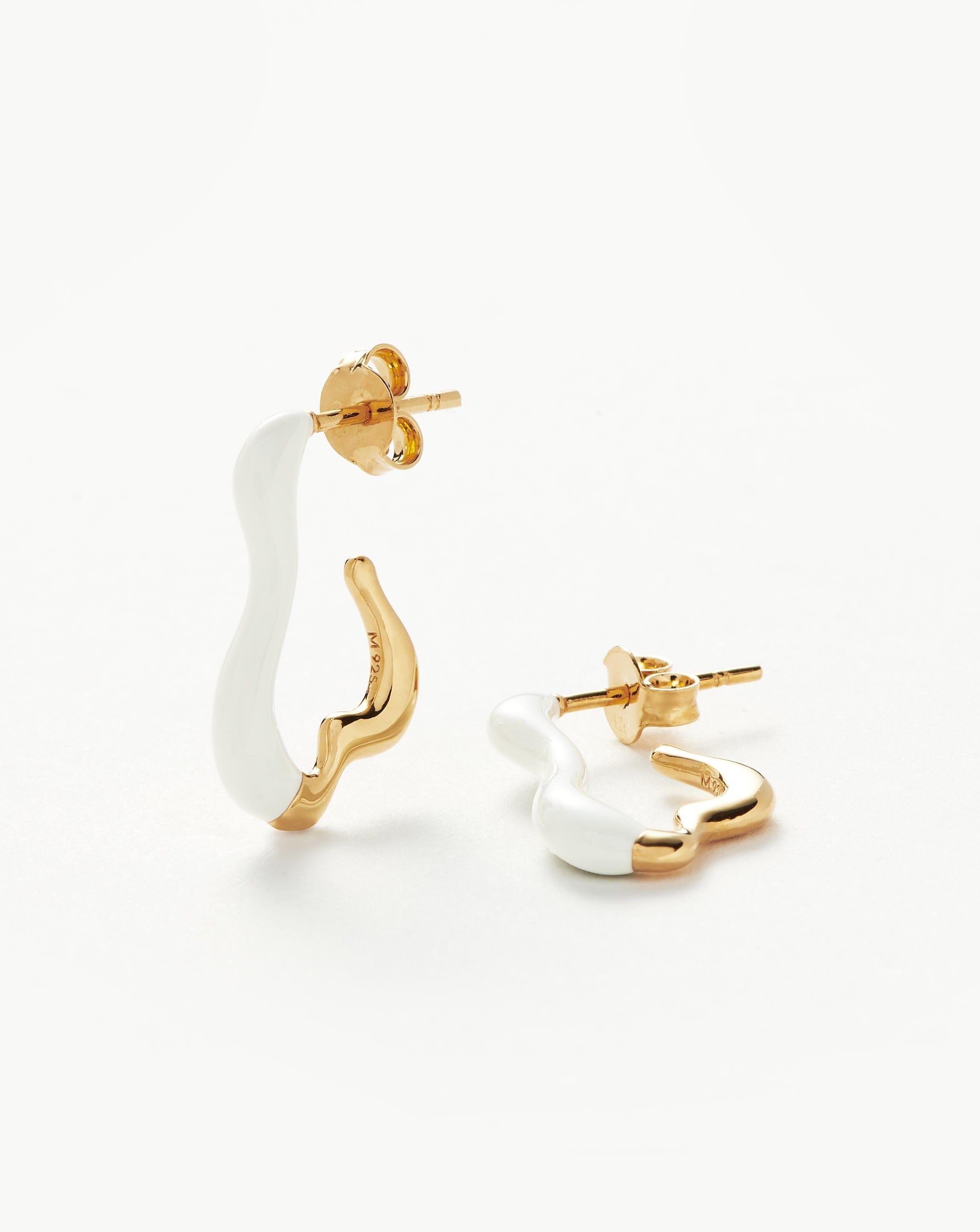 Squiggle Curve Two Tone Enamel Small Hoop Earrings Earrings Missoma 