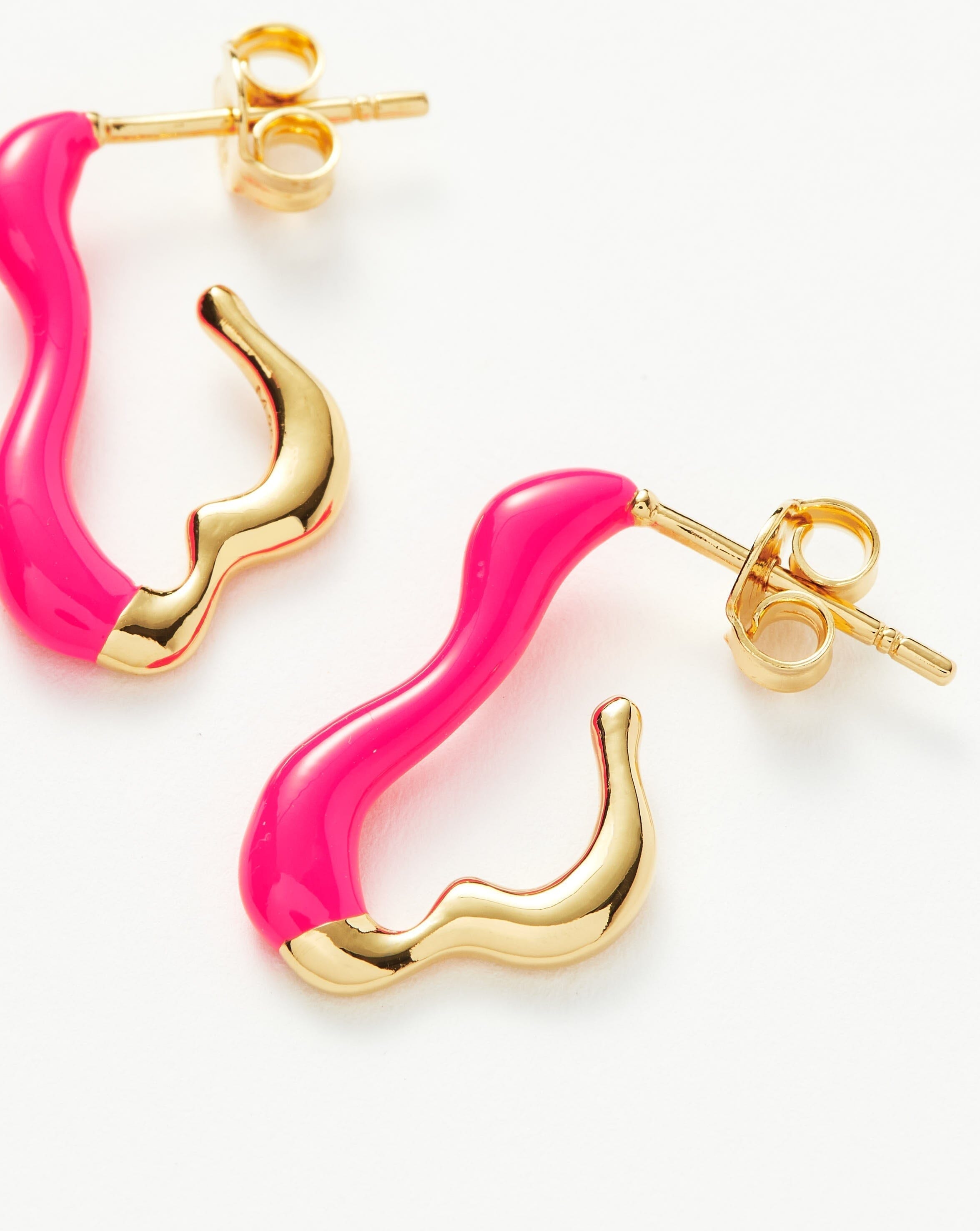 Squiggle Curve Two Tone Enamel Small Hoop Earrings Earrings Missoma 