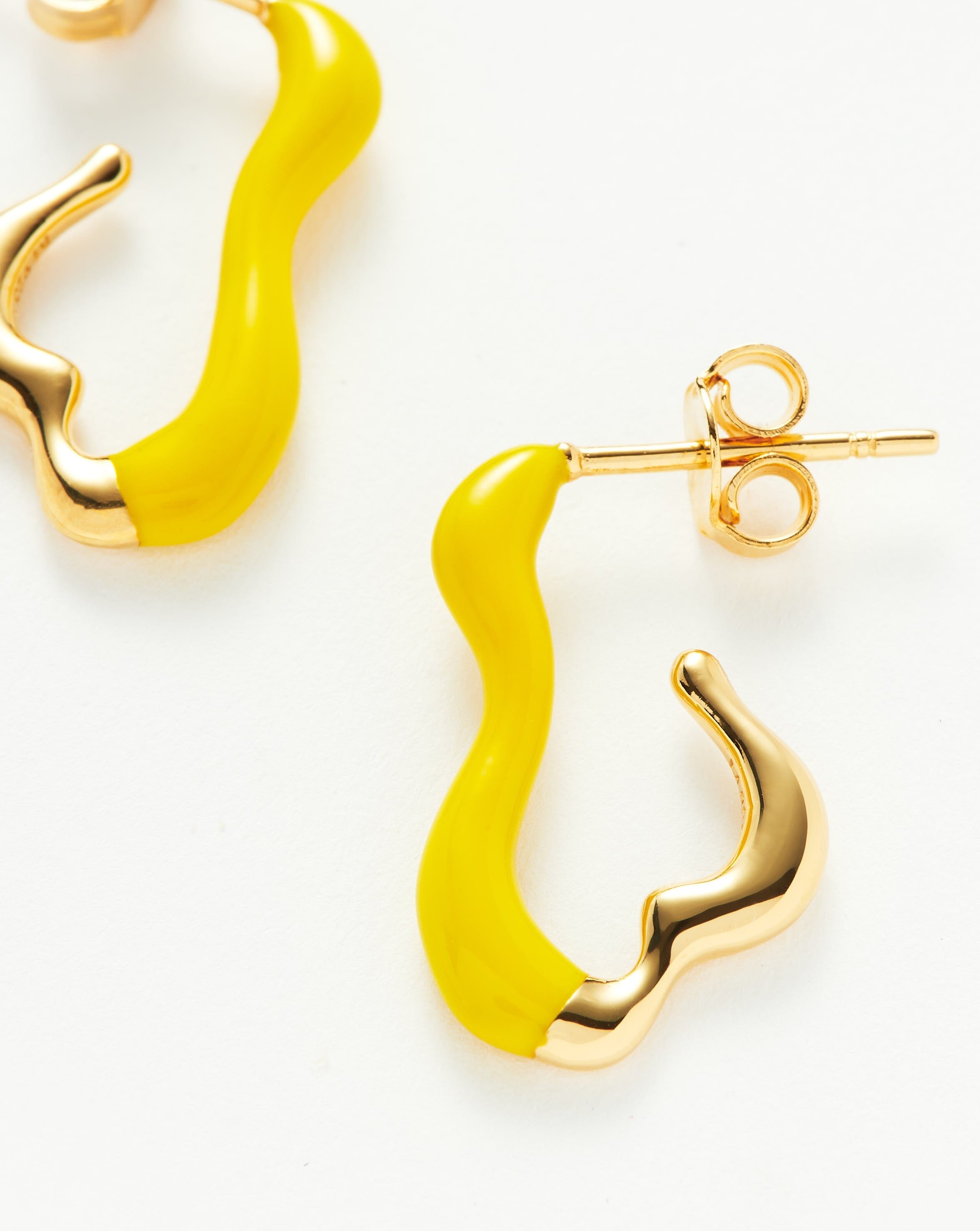 Squiggle Curve Two Tone Enamel Small Hoop Earrings Earrings Missoma 