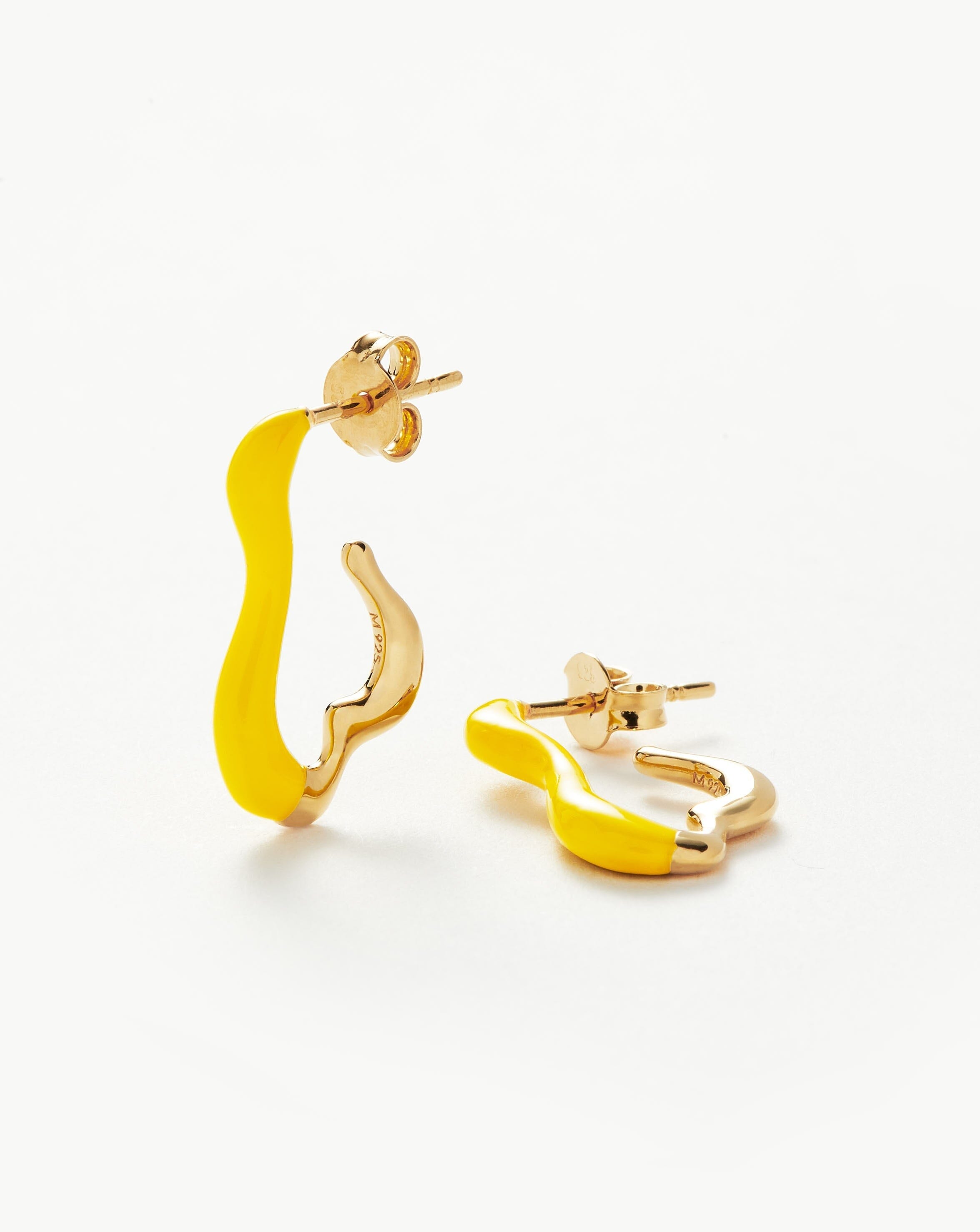 Squiggle Curve Two Tone Enamel Small Hoop Earrings Earrings Missoma 