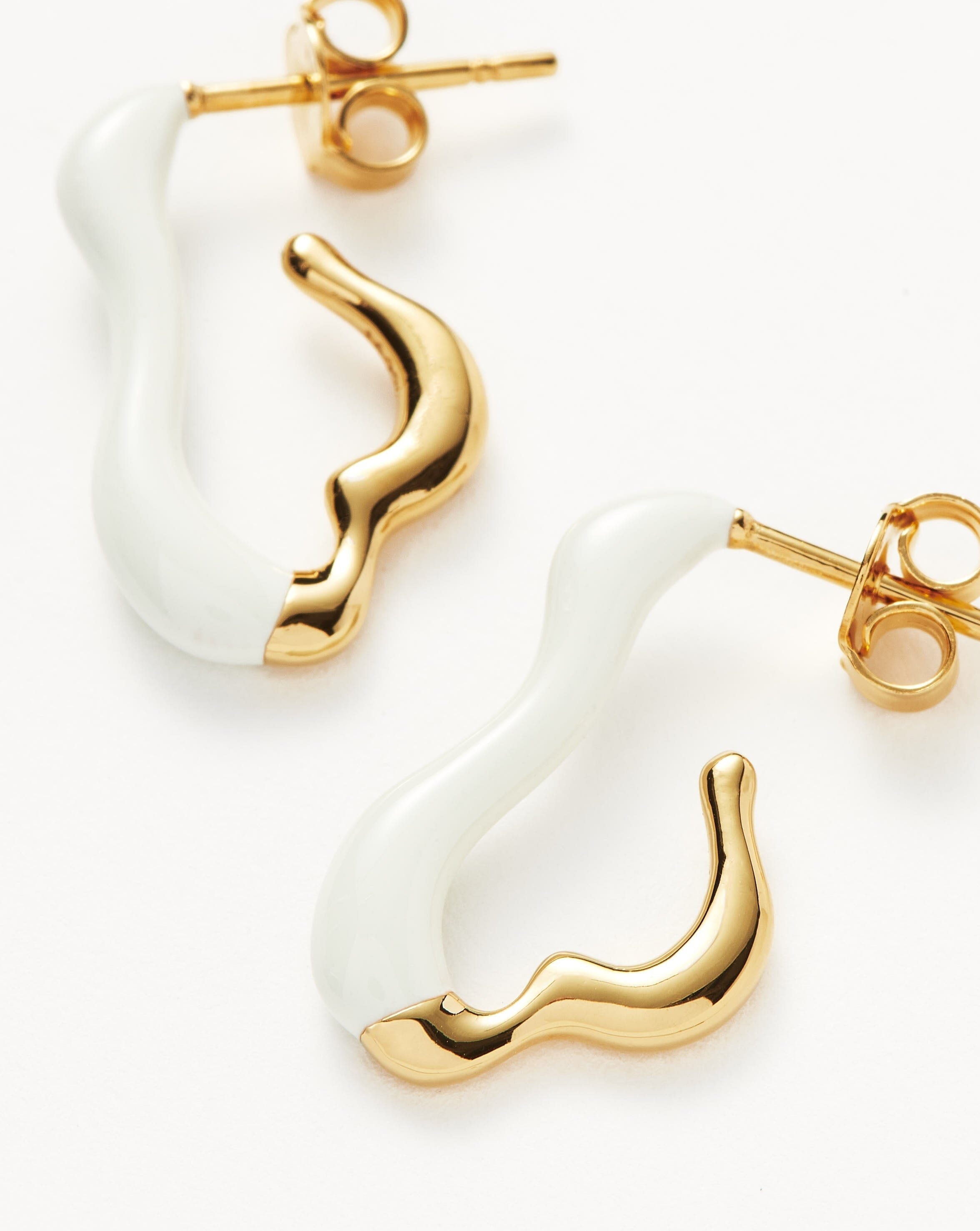 Squiggle Curve Two Tone Enamel Small Hoop Earrings Earrings Missoma 