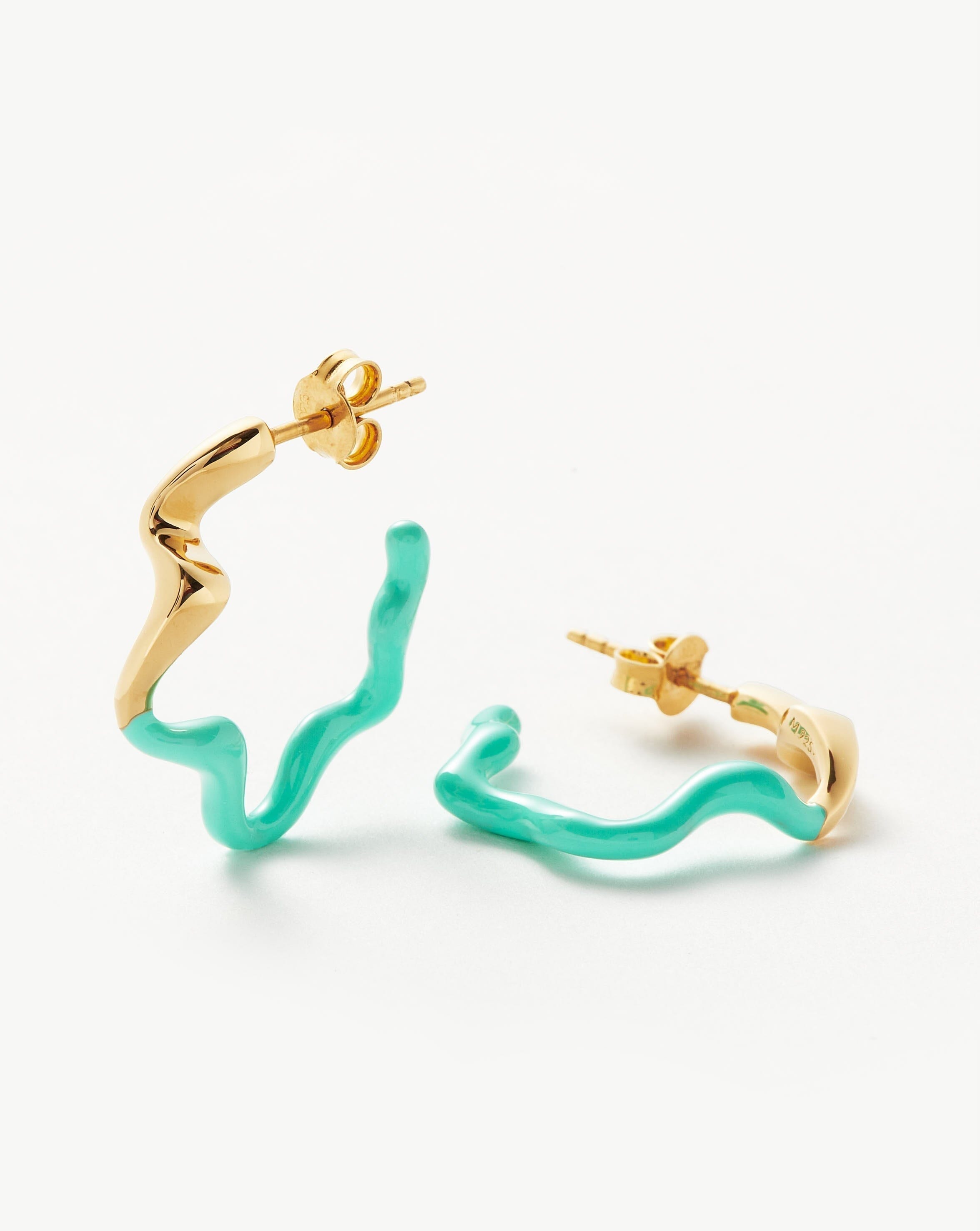 Squiggle Two Tone Enamel Medium Hoop Earrings Earrings Missoma 