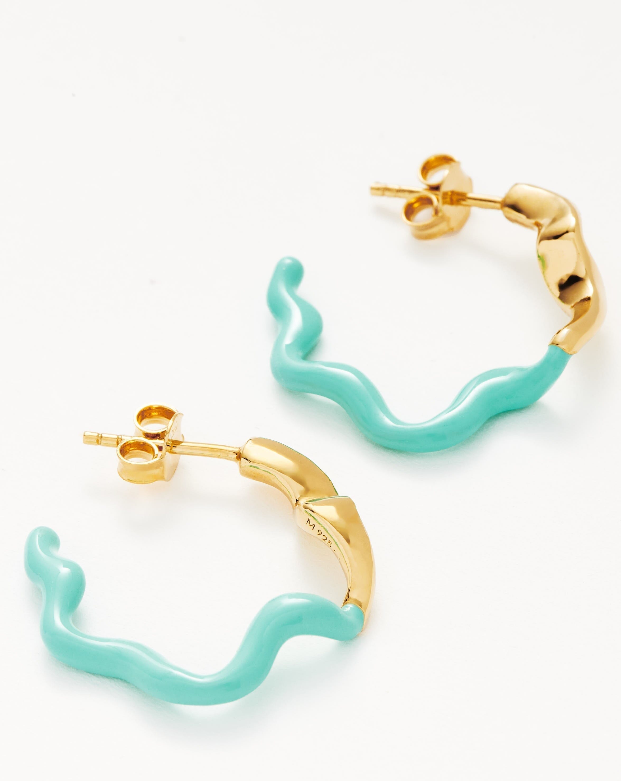 Squiggle Two Tone Enamel Medium Hoop Earrings Earrings Missoma 