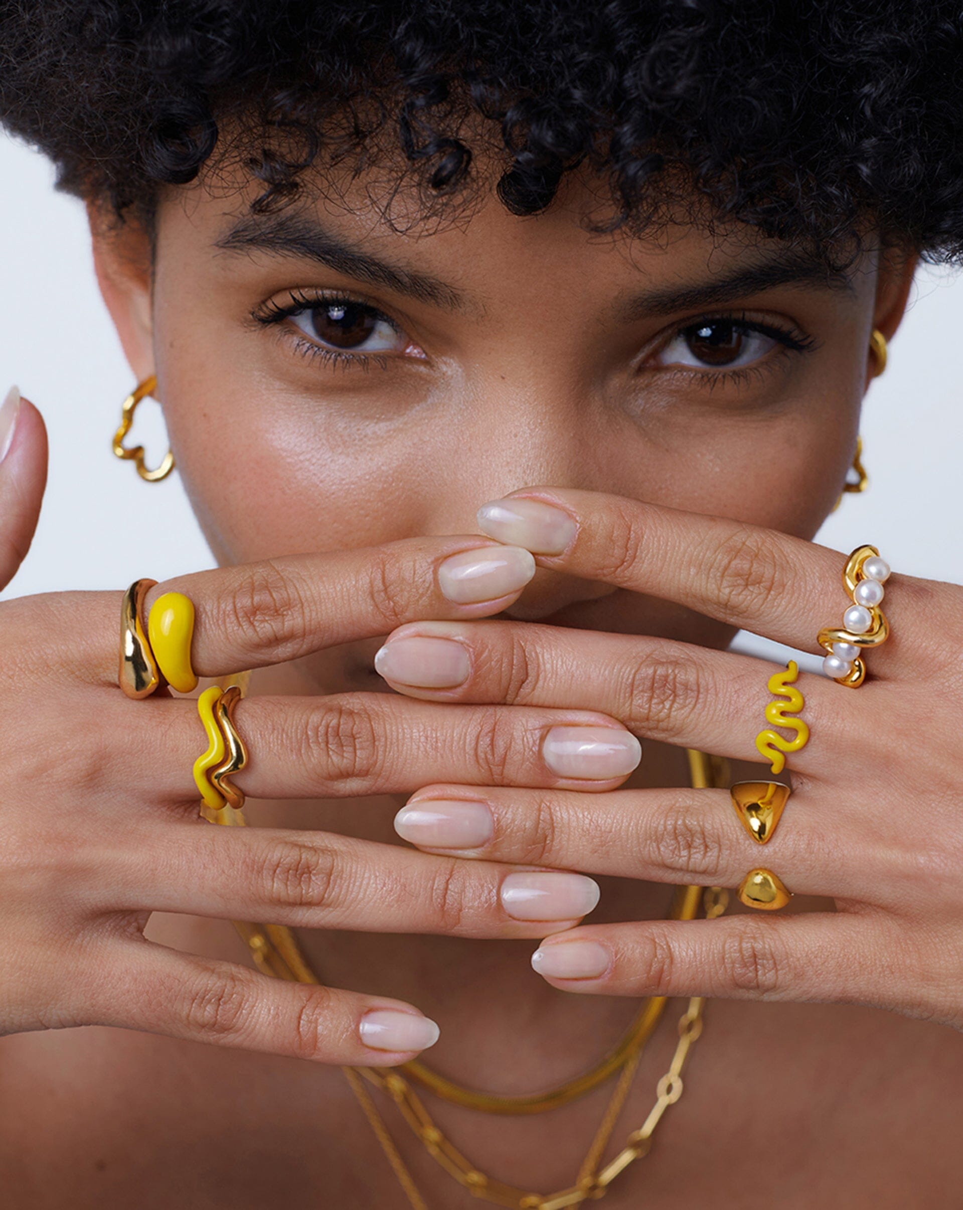 Squiggle Wavy Enamel Stacking Ring | 18ct Gold Plated Vermeil/Lemon Yellow Rings Missoma 