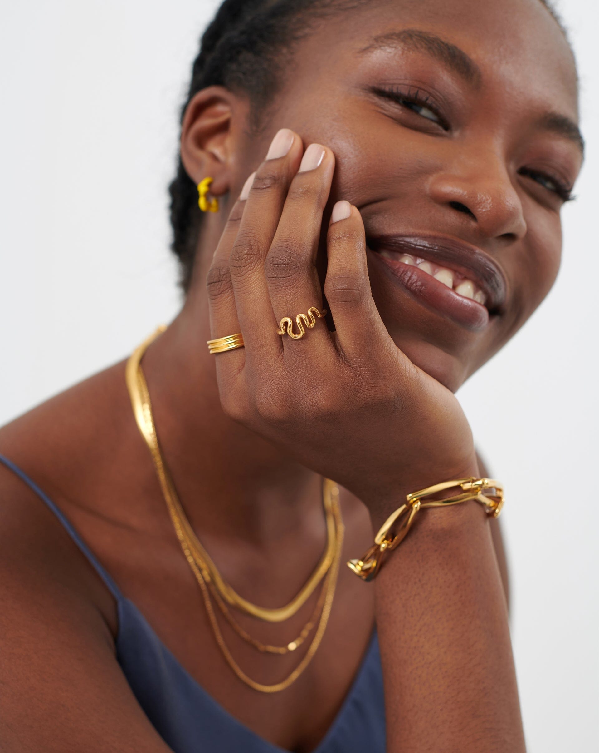 Squiggle Wavy Stacking Ring | 18ct Gold Plated Vermeil Rings Missoma 