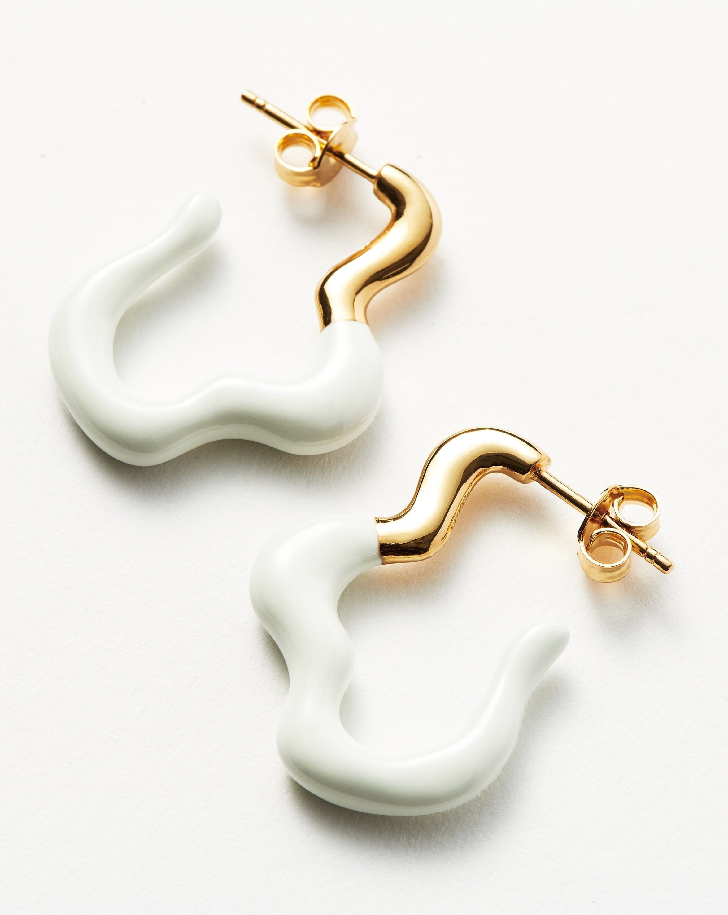 Squiggle Wavy Two Tone Enamel Medium Hoop Earrings Earrings Missoma 