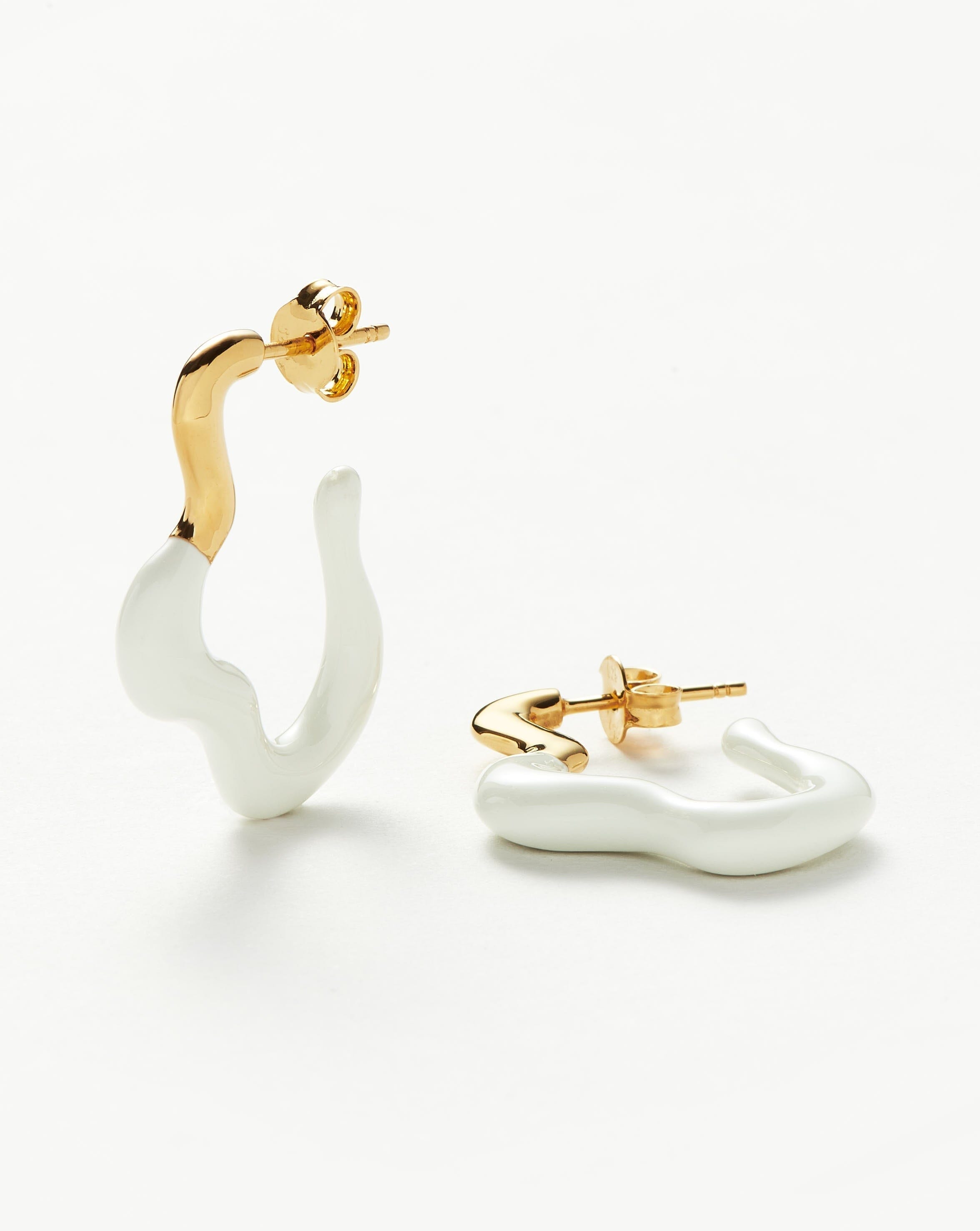 Squiggle Wavy Two Tone Enamel Medium Hoop Earrings Earrings Missoma 