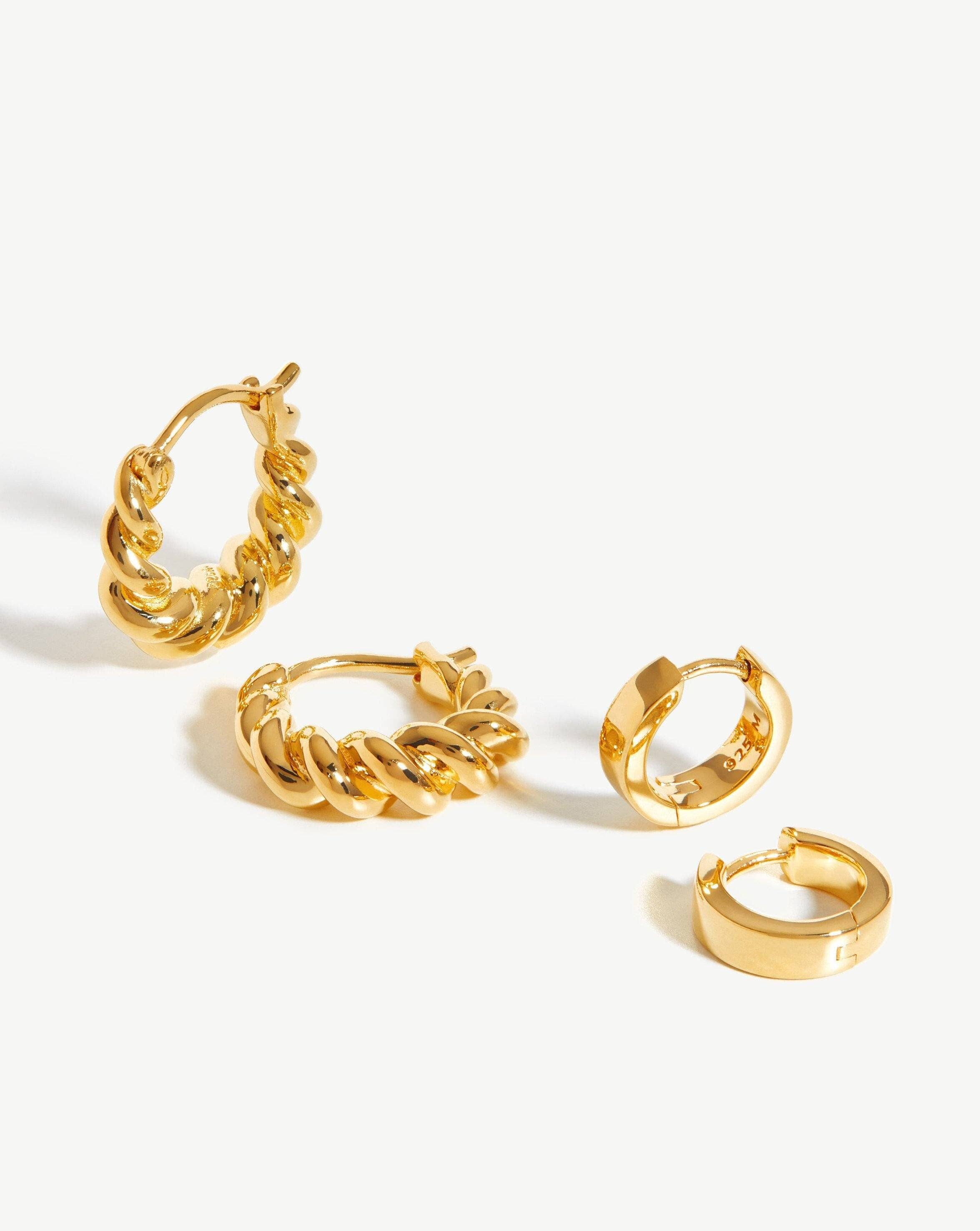 Twisted & Chubby Huggies Earring Set | 18ct Gold Plated Vermeil Earrings Missoma 